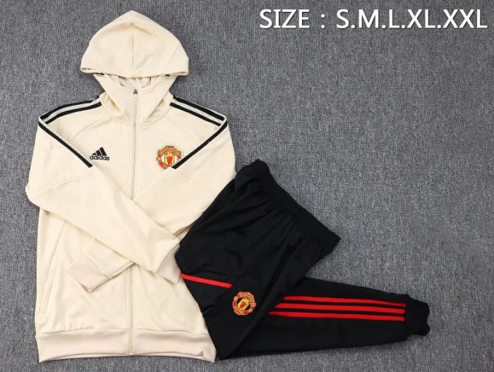 Manchester United 2023/2024 Hooded Tracksuit Cream