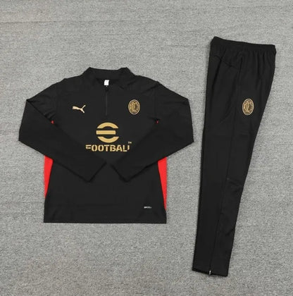 AC Milan 2024/2025 1/4 Zipper Tracksuit Black